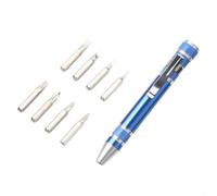 Kit de tournevis de poche portable avec 8 embouts, poignée antidérapante, embouts magnétiques, design compact pour l'électronique et le bricolage domestique, noir, argent, bleu, rouge (bleu)