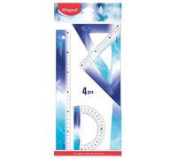 Maped - Kit de traçage Arctic Vibes 4 Pièces - Règle 30 cm + Rapporteur 180° Base 12 cm + Equerre 45° / 21 cm + Equerre 60°/ 21cm