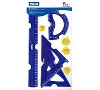MILAN Kit de règles Flex&Resistant Acid incassable et flexible 4 pièces bleu