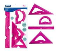 MILAN Kit de traçage M359801P incassable et flexible en plastique 4 pièces Rose Petit