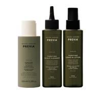 Kit de traitement purifiant du cuir chevelu Previa - Shampooing nettoyant antipelliculaire Extra Life et lotion capillaire sans rin age (3,4 oz c