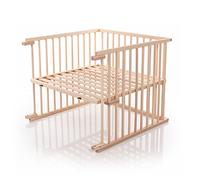 Kit de transformation de lit babybay réglable en continu adapté au modèle Maxi et lit d'appoint Boxspring I Taille du lit bébé: 140 cm x 89 cm en bois de hêtre massif, naturel non traité