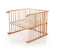Kit de transformation de lit babybay réglable en continu adapté au modèle Maxi et lit d'appoint Boxspring I Taille du lit bébé: 140 cm x 89 cm en bois de hêtre massif, cœur de hêtre huilé