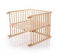 Kit de transformation de lit babybay réglable en continu adapté au modèle Maxi et lit d'appoint Boxspring I Taille du lit bébé: 140 cm x 89 cm en bois de hêtre massif, laqué naturel