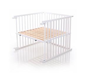 Kit de transformation de lit babybay réglable en continu adapté au modèle Maxi et lit d'appoint Boxspring I Taille du lit bébé: 140 cm x 89 cm en bois de hêtre massif, laqué blanc