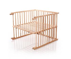 Kit de transformation de lit babybay réglable en continu adapté au modèle Maxi et lit d'appoint Boxspring I Taille du lit bébé: 140 cm x 89 cm en bois de hêtre massif, cœur de hêtre huilé