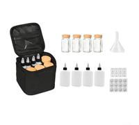 Kit de transport d'épices avec quatre bouteilles d'assaisonnement, sac de rangement et autocollants pour une identification rapide des saveurs en plein air (noir)