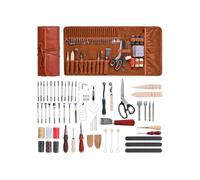 VEVOR Kit de travail du cuir, 72 pièces, outils d'artisanat du cuir avec sac de rangement portable, pour gravure, poinçonnage, couture, estampage, ponçage, pour débutants, bricoleurs et professionnels