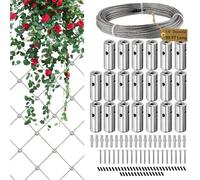 Kit de treillis vertical - Clôture extérieure de jardin en acier inoxydable, ligne d'escalade pour plantes | Panneaux de clôture en treillis vertical portable, treillis métallique avec ancrages