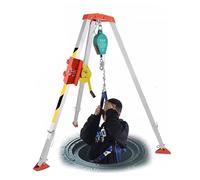 Kit de trépied de sauvetage d'urgence portable - Système anti-chute en aluminium avec dispositif autobloquant, treuil rétractable de 30 m, capacité de 544,3 kg pour espaces confinés