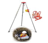 Kit de trépied de Sauvetage pour espaces confinés, Sauvetage d'urgence en Cas d'incendie, Protection antichute en Aluminium Robuste, pour endroits en Hauteur/falaises, avec treuil
