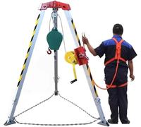 Kit de trépied de sauvetage robuste avec dispositif anti-chute rétractable autobloquant et harnais de sécurité complet - Idéal pour les espaces confinés et les travaux d'égout Équipement de levage