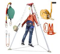 Kit de trépied et de treuil pour espace confiné - Système de trépied de sauvetage avec treuil de 1200, 1800, 2600 lb et protection contre les chutes de 10 m, outils de sécurité pour le sauvetage en