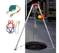 Kit de trépied pour Espace confiné, palan de Sauvetage réglable, Levage et Sauvetage d'urgence en Aluminium pour puits Profonds, falaises, Tunnels et lieux élev(1200LBS Winch+Safe Belt)
