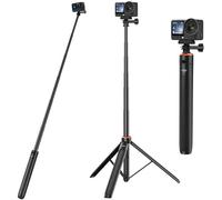 Kit de trépied pour perche à selfie de 136 cm pour DJI Osmo Action 6, Osmo Nano, poignée extensible 2 en 1 avec adaptateur à dégagement rapide - Tige d'extension/poignée de voyage Volg/support au sol