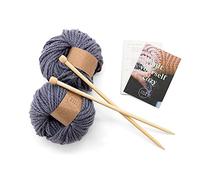 Kit de tricot de couverture calm Club - Ensemble de tricot de couverture Chunky Comfort - Comprend 7 Pelotes de Laine Chunky, Une Aiguille à Tricoter en bambou et Un guide de Tricotage