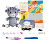 Kit de Tricot pour Débutants, Crochet Highlands Gris pour Débutants | Laine Crochet et Modèle Highland Inclus. Explications Visuelles Claires Fournies, Ldéal pour Apprendre le Crochet Facilement