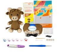 Kit de Tricot pour Débutants, Crochet Highlands Jaune Marron pour Débutants | Laine Crochet et Modèle Highland Inclus. Explications Visuelles Claires Fournies, Ldéal pour Apprendre le Crochet Facilement