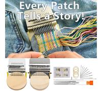 Kit de tricotage et de couture compact, ensemble de métier à tisser multifonctionnel pour la réparation de jeans, chaussettes et vêtements 14 pins
