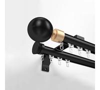 Kit de tringle à rideau coulissante avec extrémités décoratives rondes de 150 cm pour salon, chambre à coucher, balcon, installation simple/double utilisation, design durable
