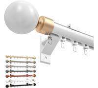 Kit de tringle à rideau coulissante de 3,2 m avec extrémités décoratives rondes, parfait pour le salon, la chambre à coucher ou le balcon, système de rail double/simple (couleur : F1)