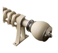 Kit de tringle à rideaux avec accessoires complets (1 pièce) - Tringle à rideaux décorative avec embouts en forme de tambour - 240 cm (120 cm x 2) - Finition blanche élégante pour décoration