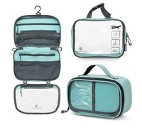 Kit de Trousse de Toilette : Trousse de Toilette de Voyage à Suspendre + Trousse à Liquide cosmétique 311 TSA + Pochette de Rangement Ultra légère pour Accessoires, Maquillage Sarcelle poudré, Kit de