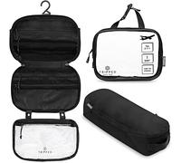 Kit de Trousse de Toilette : Trousse de Toilette de Voyage à Suspendre + Trousse à Liquide cosmétique 311 TSA + Pochette de Rangement Ultra légère pour Accessoires, Noir Ripstop, Kit de Toilette 3
