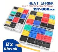 Kit de tubes rétractables pour câbles, assortiment de chaleur, gaine d'isolation thermorétractable, emballage rétractable pour bricolage, 164 pièces, 2: 1 800pcs (box)