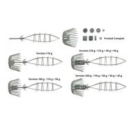 Kit de turluttes (poids réglable) Ragot squid jig Argenté TU