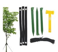 Kit de tuteur d'arbre - Ancrage lourd | Tuteurs et supports d'arbre pour arbre penché, pieux de sol résistants aux intempéries 30 cm avec corde de 9 m et marteau pour trampoline abri serre auvent prot