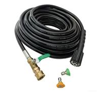 Kit de tuyau d'arrosage haute pression en caoutchouc flexible de 7 m ou 10 m avec buse réglable et valve à connexion rapide de 6,35 mm, pour une utilisation en extérieur sur pelouse et cour (7 m)