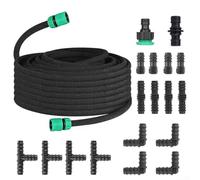 Kit de tuyau d'arrosage poreux en caoutchouc avec connecteur pour arrosage de jardin, système d'irrigation goutte à goutte, utilisation de pelouse et parterre de fleurs 15 m