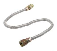 Kit de tuyau de gaz flexible de 61 cm de long, 1,27 cm de diamètre extérieur x 0,95 cm de diamètre intérieur en acier inoxydable avec revêtement noir pour cheminée et cheminée