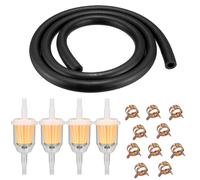 Kit de Tuyau de Ligne de Carburant - 15 Pièces avec Durite Essence 6mm 1 Mètre, 4 Filtres et 10 Colliers Serrage pour Moto, Voiture, Moteurs
