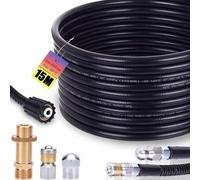 Kit de Tuyau de Nettoyage 15 m, 200 Bar avec Adaptateur M22, Buses rigides + rotatives Compatible avec Kränzle Kärcher K2, K3, K4, K5, K6, K7 Nettoyeur Haute Pression