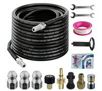 Kit de tuyau de nettoyage de canalisations, 400 bar, diamètre 10 mm, tuyau de nettoyeur haute pression, avec adaptateurs et buses, compatible avec les nettoyeurs haute pression (par exemple Kärcher K2