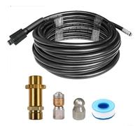 Kit de tuyau de nettoyage haute pression pour Karcher K2 K3, déboucheur de tuyau en acier inoxydable résistant à l'usure avec adaptateur M22 et buses, 15 m (15 m)