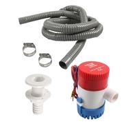 Kit de tuyau de pompe de cale pour bateau, kit d'installation de pompe de cale | Pompe de cale 12 V avec tuyau flexible 78,7,2 colliers de serrage, raccord traversant de coque, pompe de cale pour camp