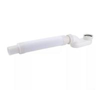 Kit de tuyau de vidange de baignoire flexible à profil bas avec siphon plat G1-1/2" pour baignoires autoportantes en plastique blanc extensible jusqu'à 92 cm sortie de 32 mm design gain de place idéal
