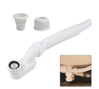 Kit de tuyau de vidange de baignoire flexible avec siphon plat G1-1/2" pour baignoires autoportantes en plastique blanc design profil bas gain de place facile à installer raccord coulissant s'étend