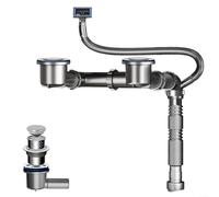 Kit de tuyau de vidange d'évier avec valve anti-parfum à longueur réglable et fonctionnement poussoir, construction en polypropylène et acier inoxydable pour l'évacuation de l'évier de cuisine dans