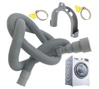 Kit de tuyau de vidange pour lave-linge - Extension épaisse, système de double serrage en acier inoxydable, ligne de remplacement anti-fuite sémantique profonde, crochet en forme de U en matériau seco