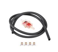 Kit de tuyau d'essence pour filtre à essence, filtre à carburant en ligne, tuyau de carburant de 6 mm Kit de conduite d'essence avec 1 filtre à carburant, 1 tuyau de carburant et 4 colliers(rouge)