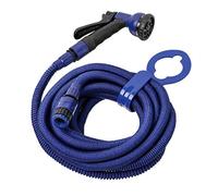 TATAY Tuyau d'arrosage Extensible Superflex de 15 m, léger, pistolet d'arrosage à 8 positions, connecteur universel, raccord de robinet femelle 3/4"-1/2" et support de robinet. Bleu