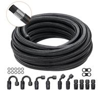 kit de tuyauterie de carburant 8-AN - Kit de tuyaux de carburant 609,6 cm - Kit de raccords de tuyauterie de carburant huile/gaz/diesel en nylon tressé d'acier inoxydable 0,43'' - Kit d'adaptateurs de
