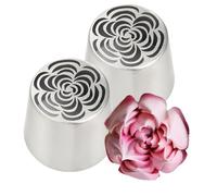 Kit de tuyauterie de glaçage, conseils de tuyauterie russe | 2x buse de glaçage à gâteau en acier inoxydable | Extra gros, outils de cuisine pour Pâques, Saint Valentin, mariage, anniversaire
