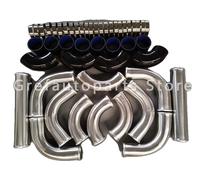 Kit de tuyauterie Intercooler Turbo, aluminium léger, raccords en T pour tuyaux noirs,noir