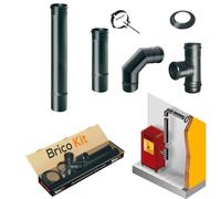 Kit de tuyaux pour cuisinière à granulés DN 80, canal de fumée avec éléments modulaires rigides en acier au carbone, noir mat, épaisseur minimale 1,2 mm, conforme aux normes de marquage CE | Brico Kit