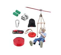 VEVOR Tyrolienne pour Enfants et Adultes 19,8 m, Kit de Tyrolienne Complet Charge 227 kg, Configuration Facile, avec Harnais de Sécurité en Nylon, Siège et Guidon, pour Jardin Arrière-cour Extérieur